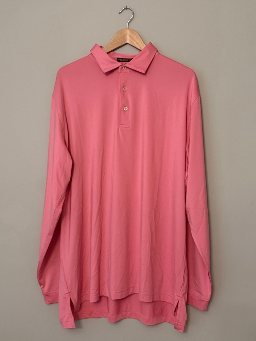 Peter Millar Summer Comfort Pink Long Sleeve Polo Shirt XL Performance Stretch